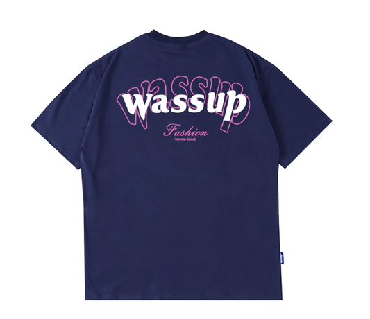 Wassup fashionable brand american letterloose short-sleeved t-shirt men