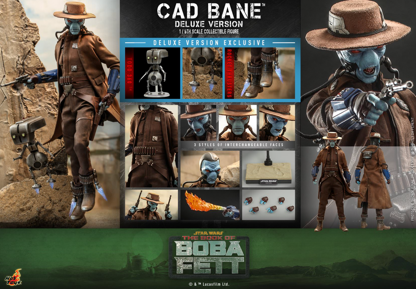 Hot Toys TMS080 Star Wars The Book Of Boba Fett Cad Bane 1/6th Scale Collectible Figure (Deluxe Version)