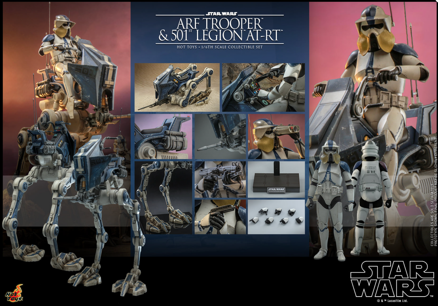 Hot Toys Star Wars The Clone Wars ARF Trooper & 501st Legion AT-RT Set TMS091
