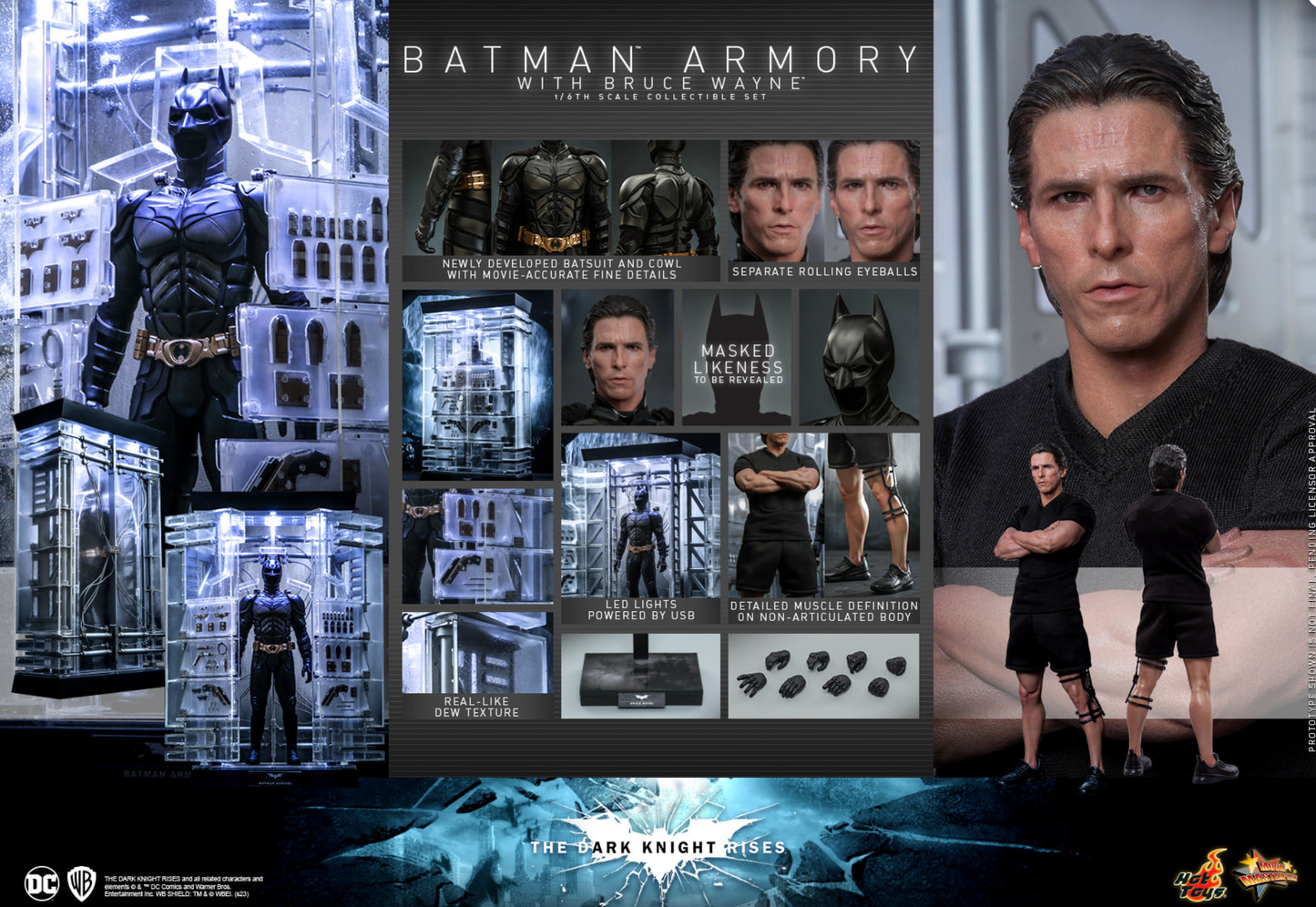 Hot Toys MMS750 The Dark Knight Batman Armory with Bruce Wayne (2.0) NEW