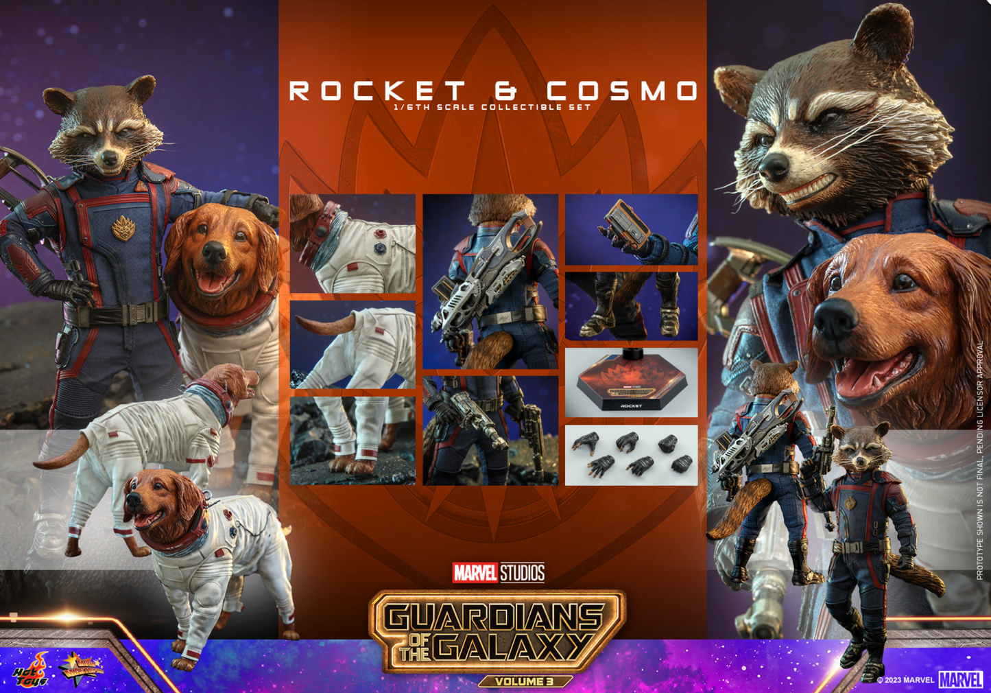 Hot Toys MMS708 Guardians of the Galaxy 3 Rocket and Cosmo Set 1/6 Figure NEW