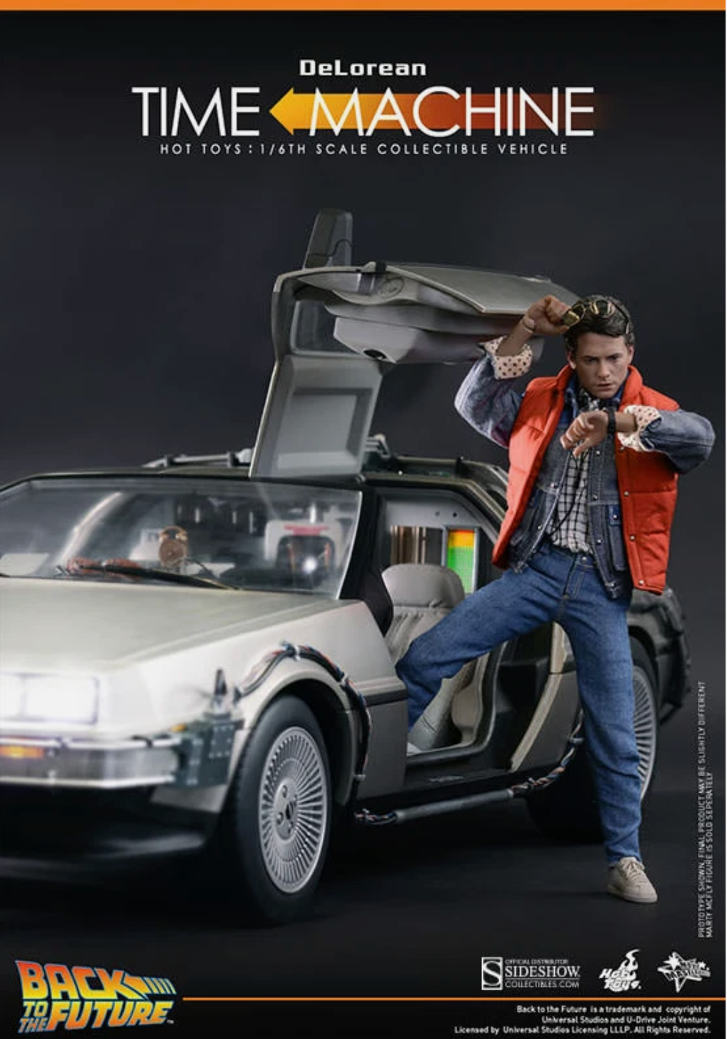 Hot Toys 1/6 MMS260 DeLorean Time Machine Back to the Future Vehicle - New!