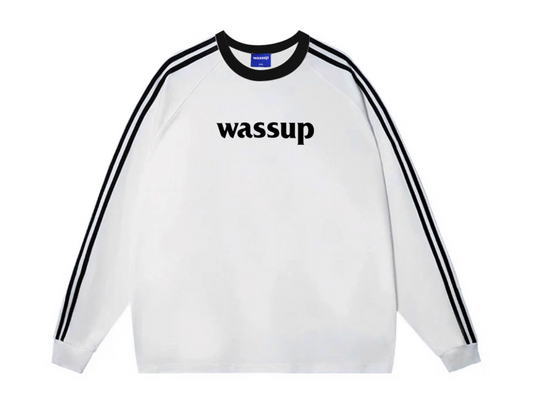 Wassup fashionable brand three stripes letter long sleeves sweat shirt men