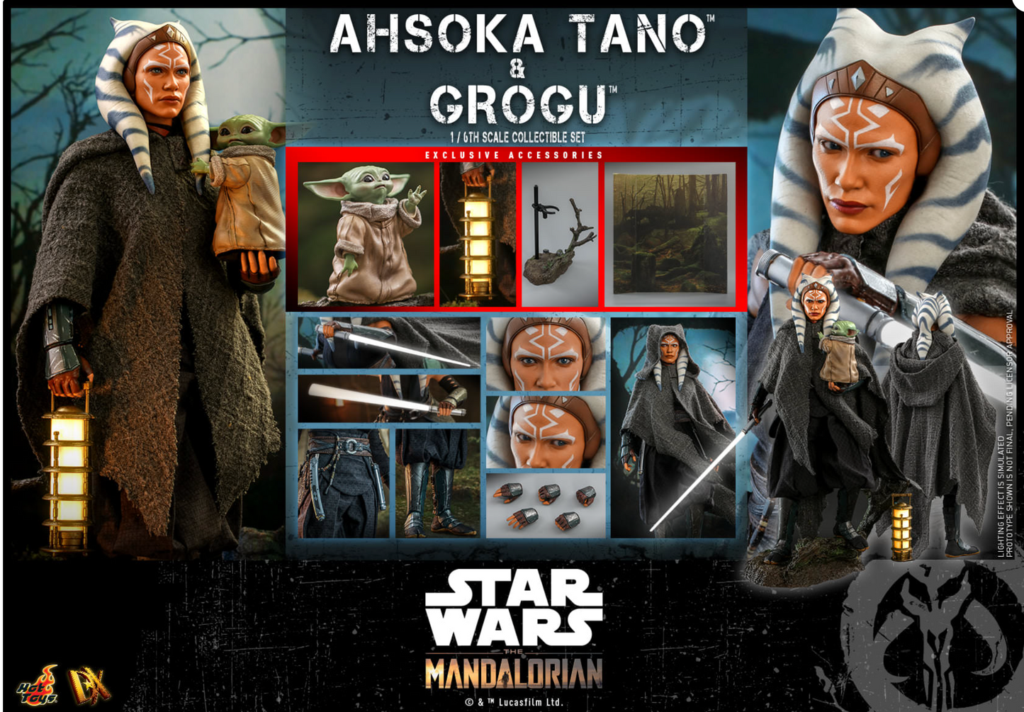 Hot Toys DX21 Star Wars The Mandalorian Ahsoka Tano & Grogu 1/6th Scale Collectible Set