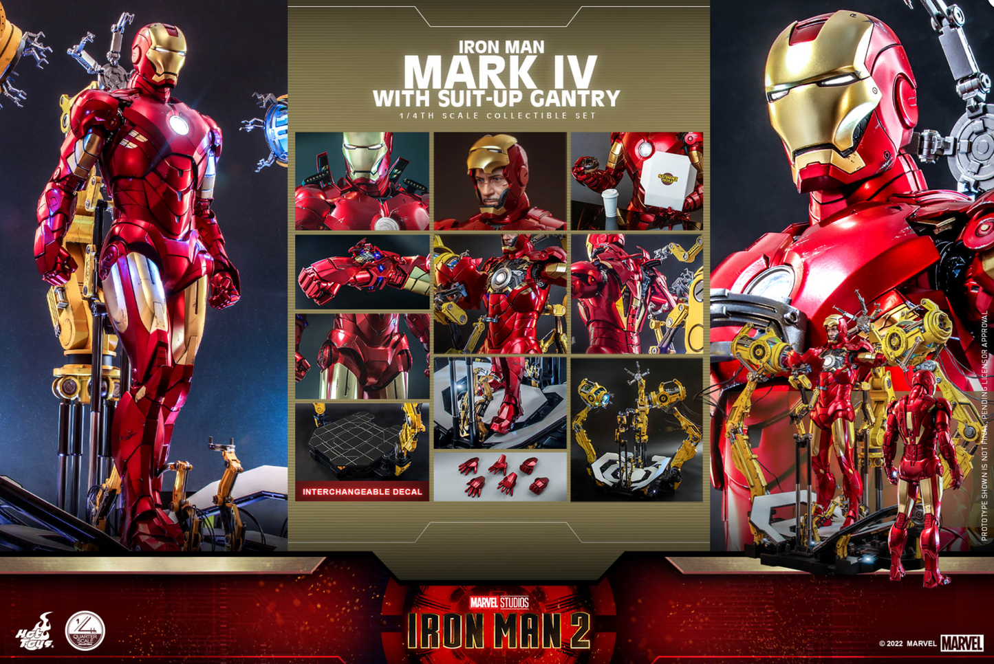 Hot Toys QS021 Ironman 2 Ironman Mark VI with Suit Up Gantry 1/4 Scale Collectible Figure