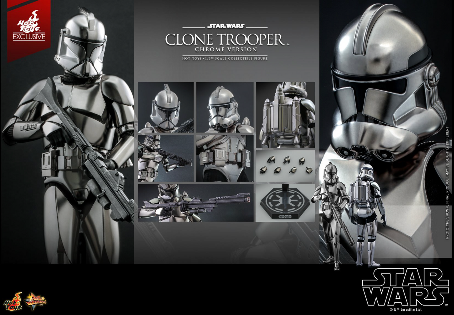 Hot Toys MMS643 STAR WARS 1/6 CLONE TROOPER (CHROME VERSION)