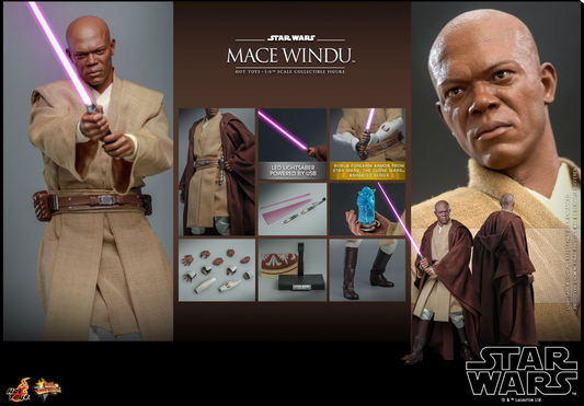 Hot Toys Star Wars Mace Windu Figure MMS681 Attack Of The Clones