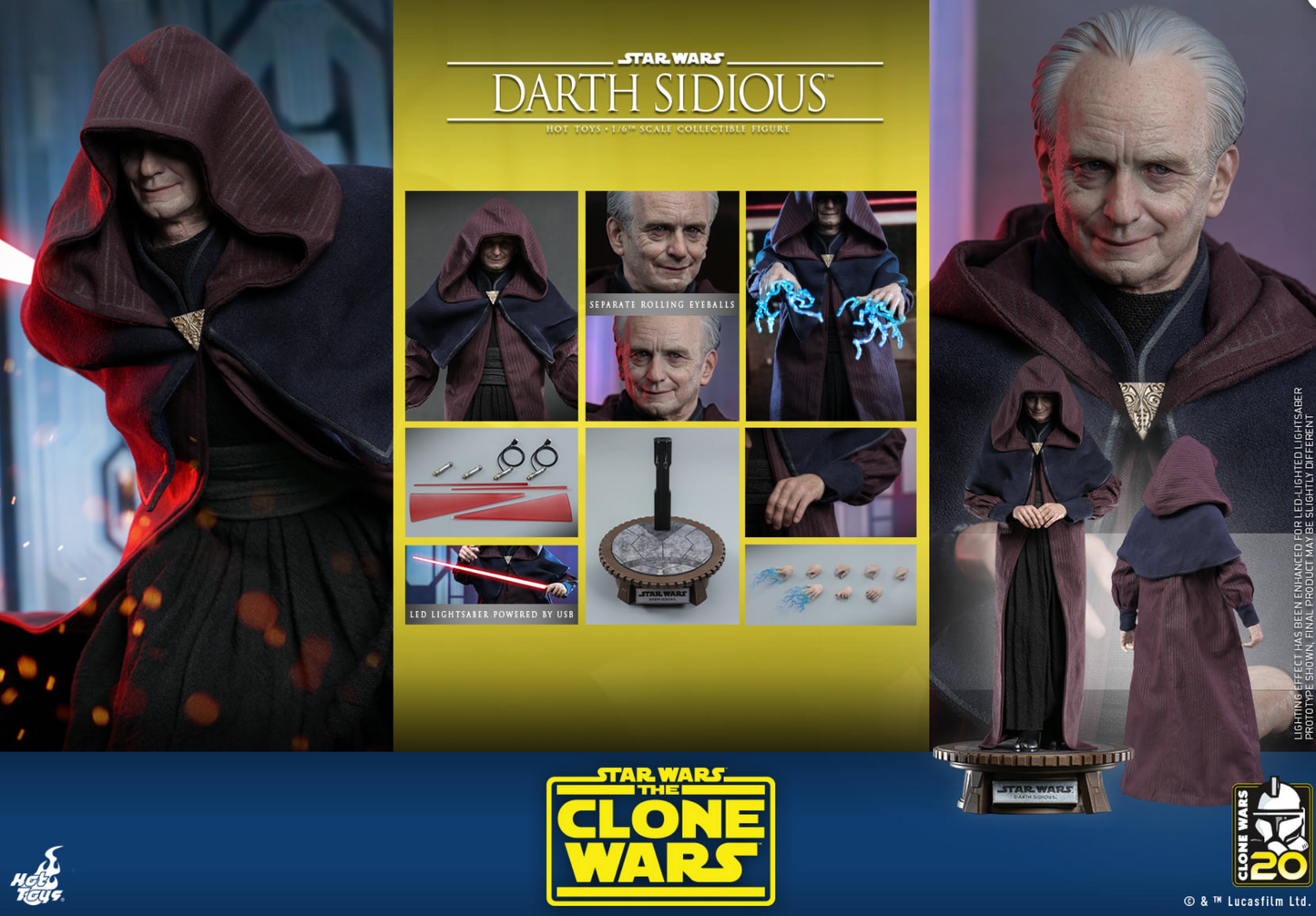 Hot Toys Star Wars The Clone Wars Darth Sidious Sixth Scale Figure TMS102