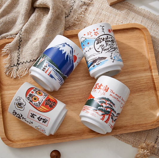 Japanese Sushi Yunomi Chawan Tea Cup Sunrise Mt. Fuji