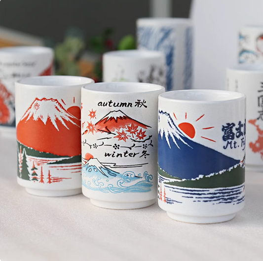 Japanese Sushi Yunomi Chawan Tea Cup Sunrise Mt. Fuji