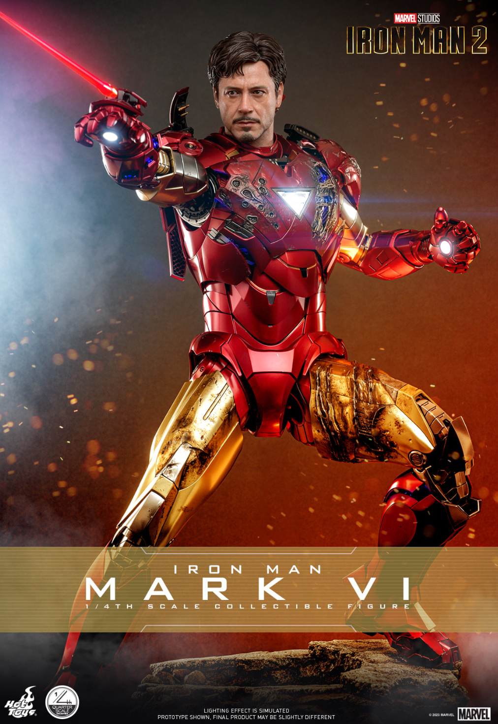 Hot Toys QS025 Iron Man MK6 1/4 Diecast Collectible with Battle-Damaged Armor