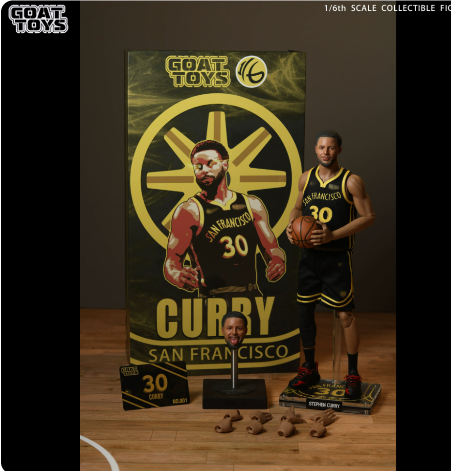 Goat Toys NBA Golden State Warriors Stephen Curry 1/6 Limited Action Figure