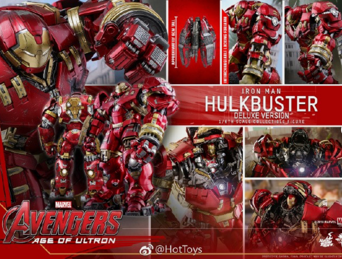 Hot Toys MMS510 Iron Man Hulkbuster Deluxe Version 1/6 Scale Action Figure Toy