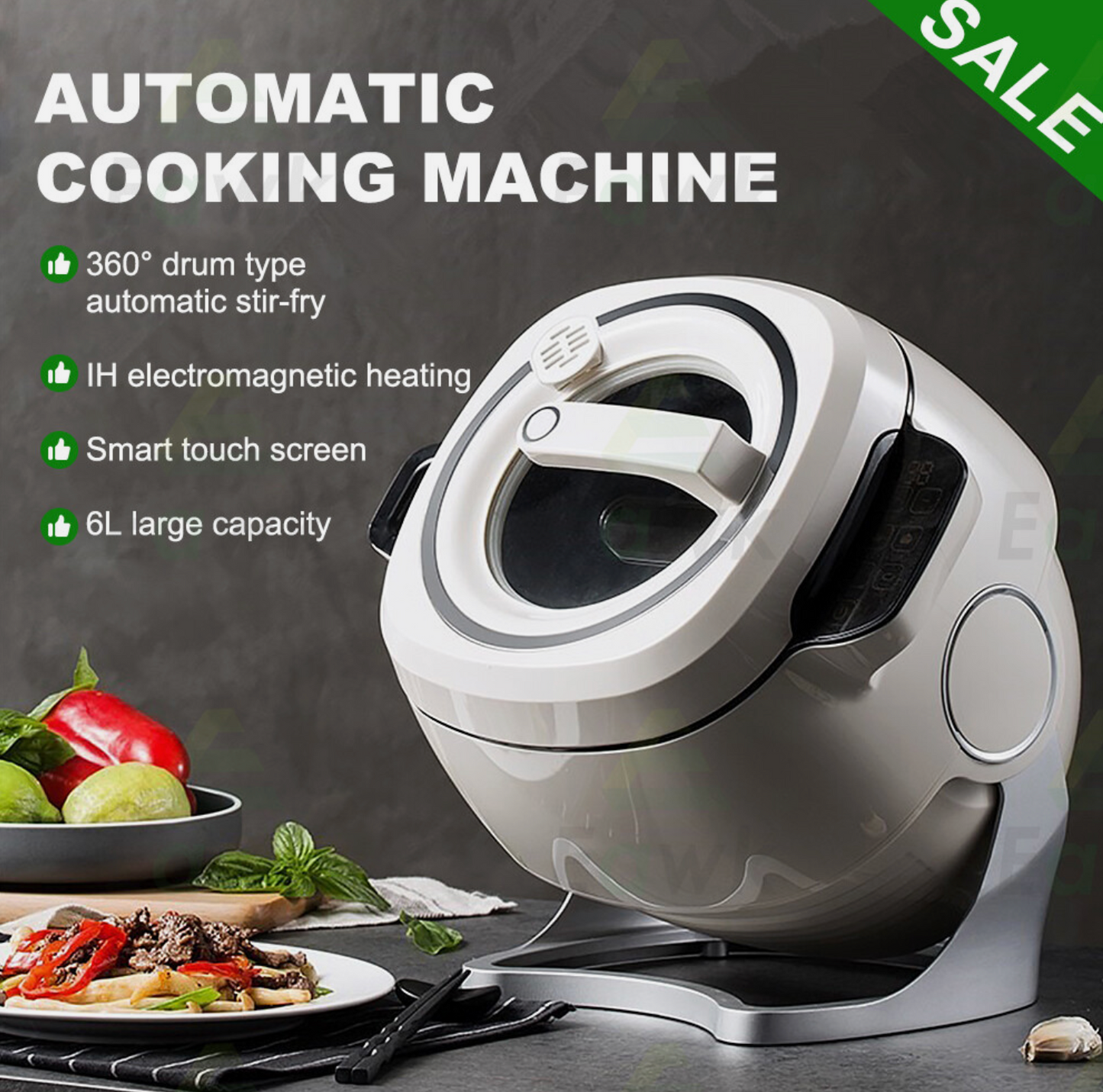 360° Rotation Electric Induction Cooker Stir Fry Automatic Food Cooking Machine