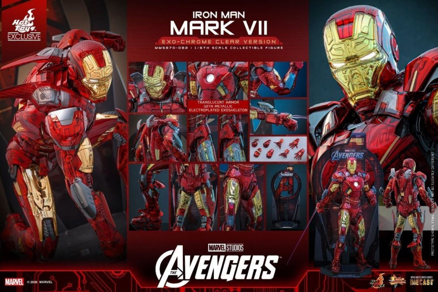Hot Toys MMS870D82 The Avengers 1/6 Iron Man Mark VII Exo-Chrome Clear Ver