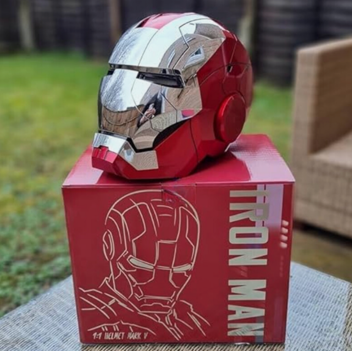 Iron Man Gold MK5 Helmet Electronic Voice Activated Open&Close Mask Autoking