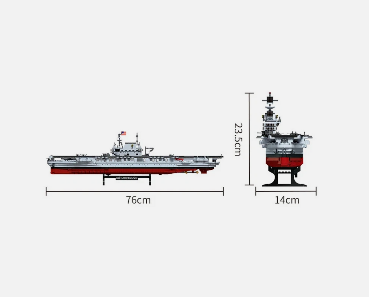 1883PCS USS CV-6 Enterprise Military Battleship Model Building Blocks