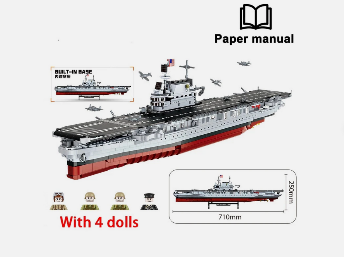 1883PCS USS CV-6 Enterprise Military Battleship Model Building Blocks