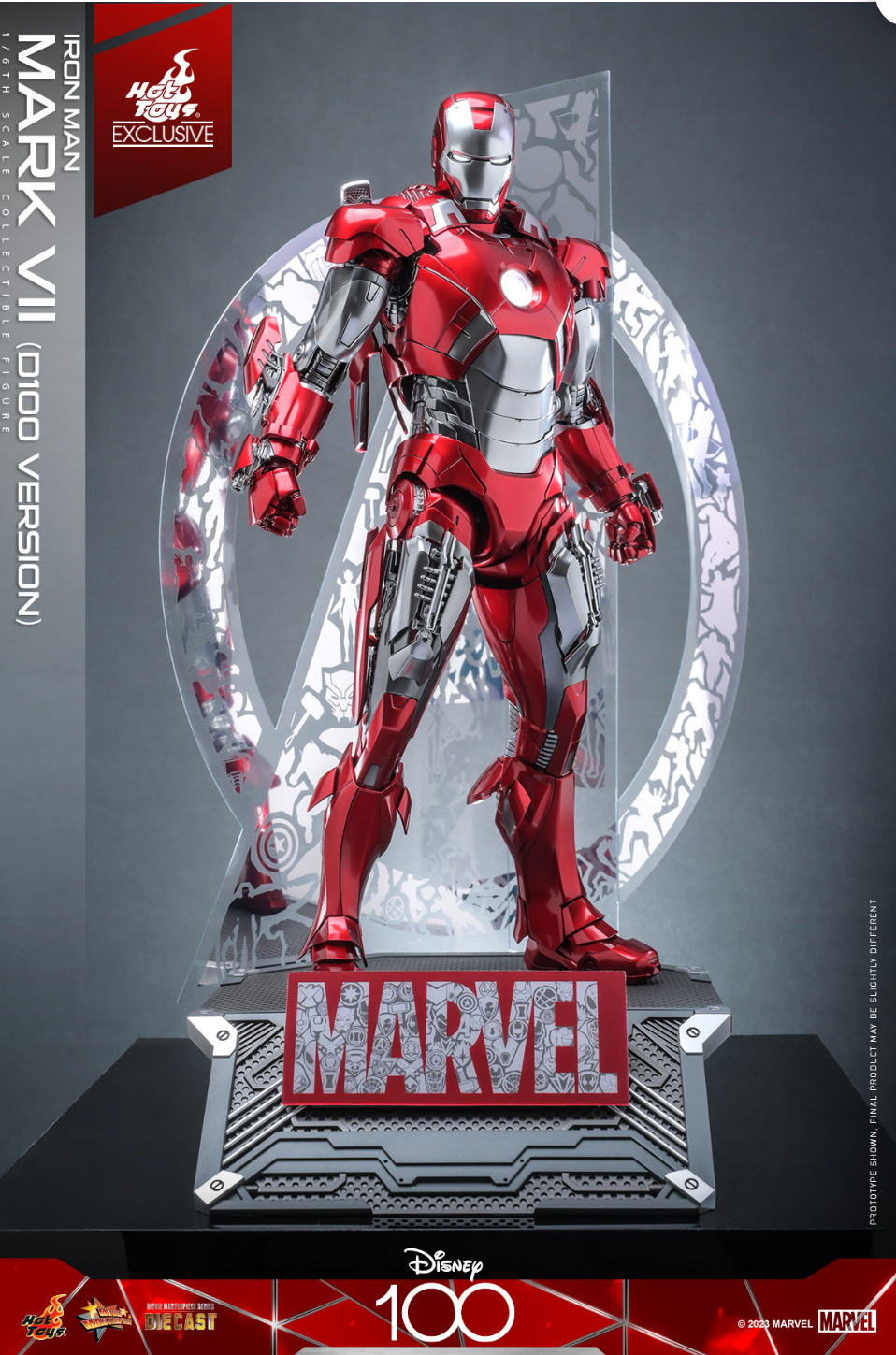 Hot Toys Iron Man Mark VII (D100 Version ) 1/6 Scale MMS696D54 Disney 100 LE1500