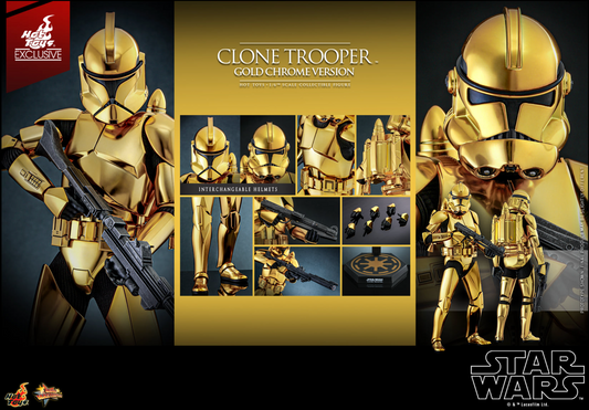 New Hot Toys MMS735 STAR WARS 1/6 Clone Trooper Gold Chrome Version in stock